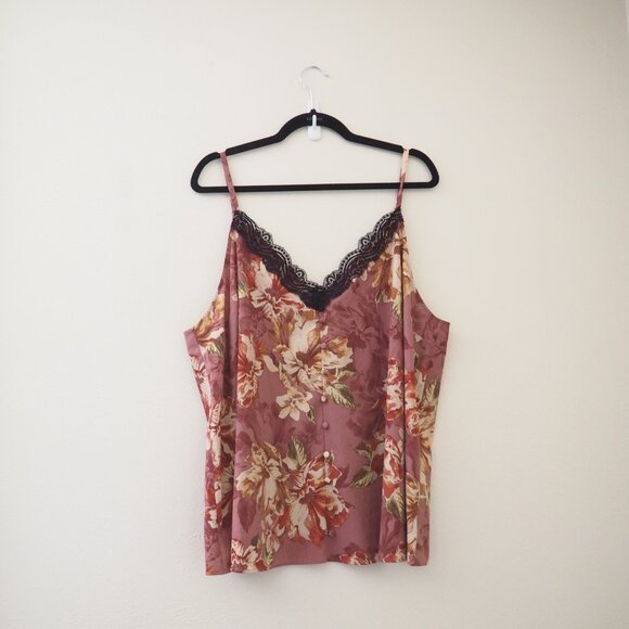 Torrid Chablis Floral Lace Trim Spaghetti Strap Cami Tank Top sz 2 - Picture 4 of 7